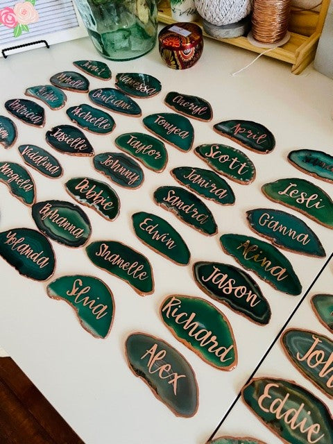 Wedding Raw Agate Place Cards