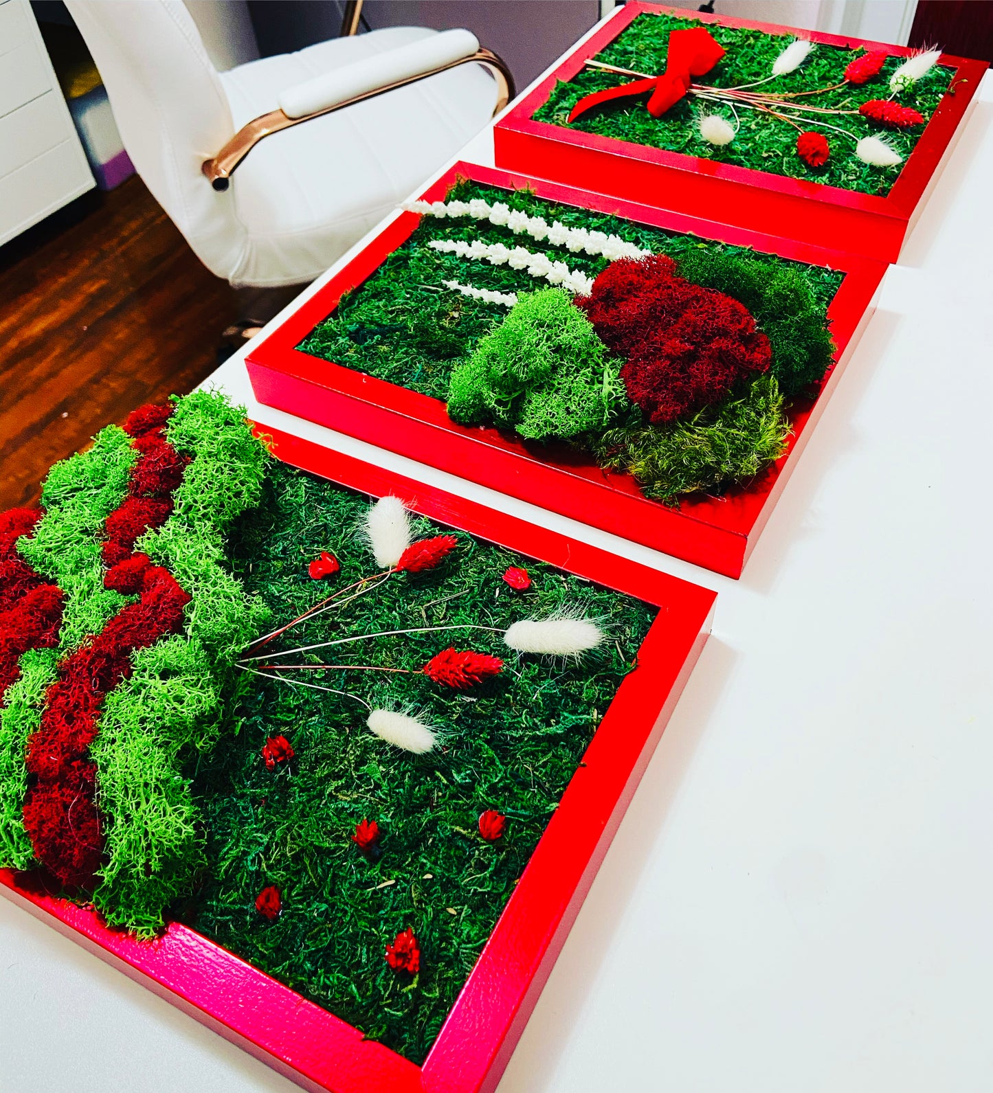 Red Moss Wall Art Set