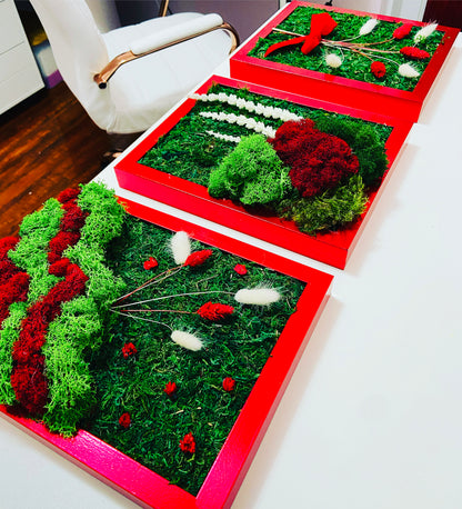 Red Moss Wall Art Set