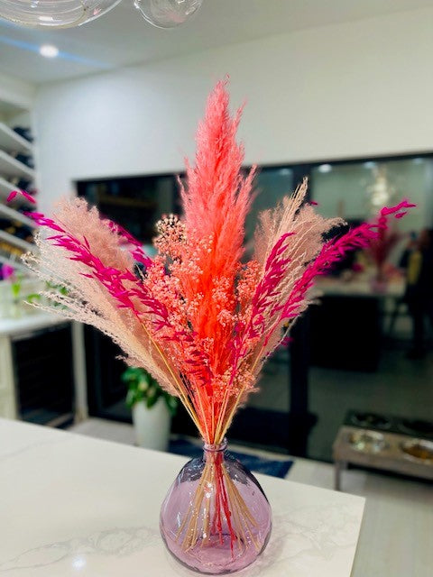 Hot Pink Fuschia Pampas Grass Arrangement