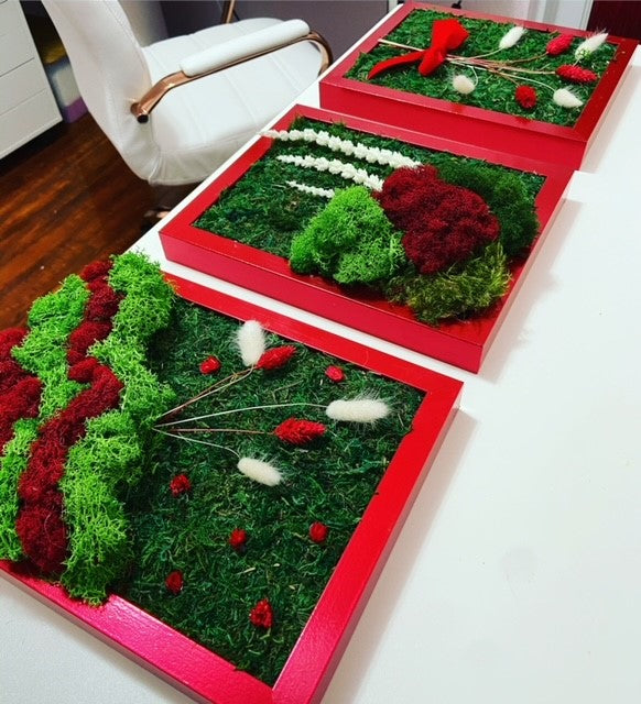 Red Moss Wall Art Set