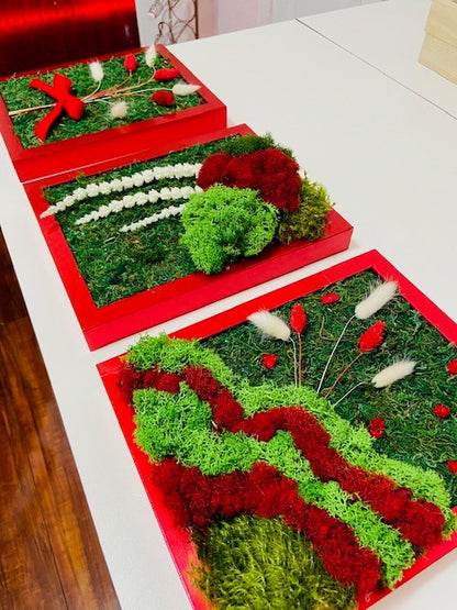 Red Moss Wall Art Set