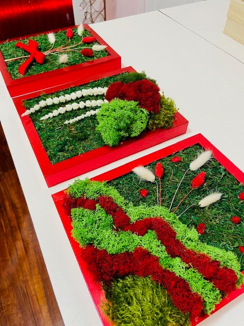 Red Moss Wall Art Set