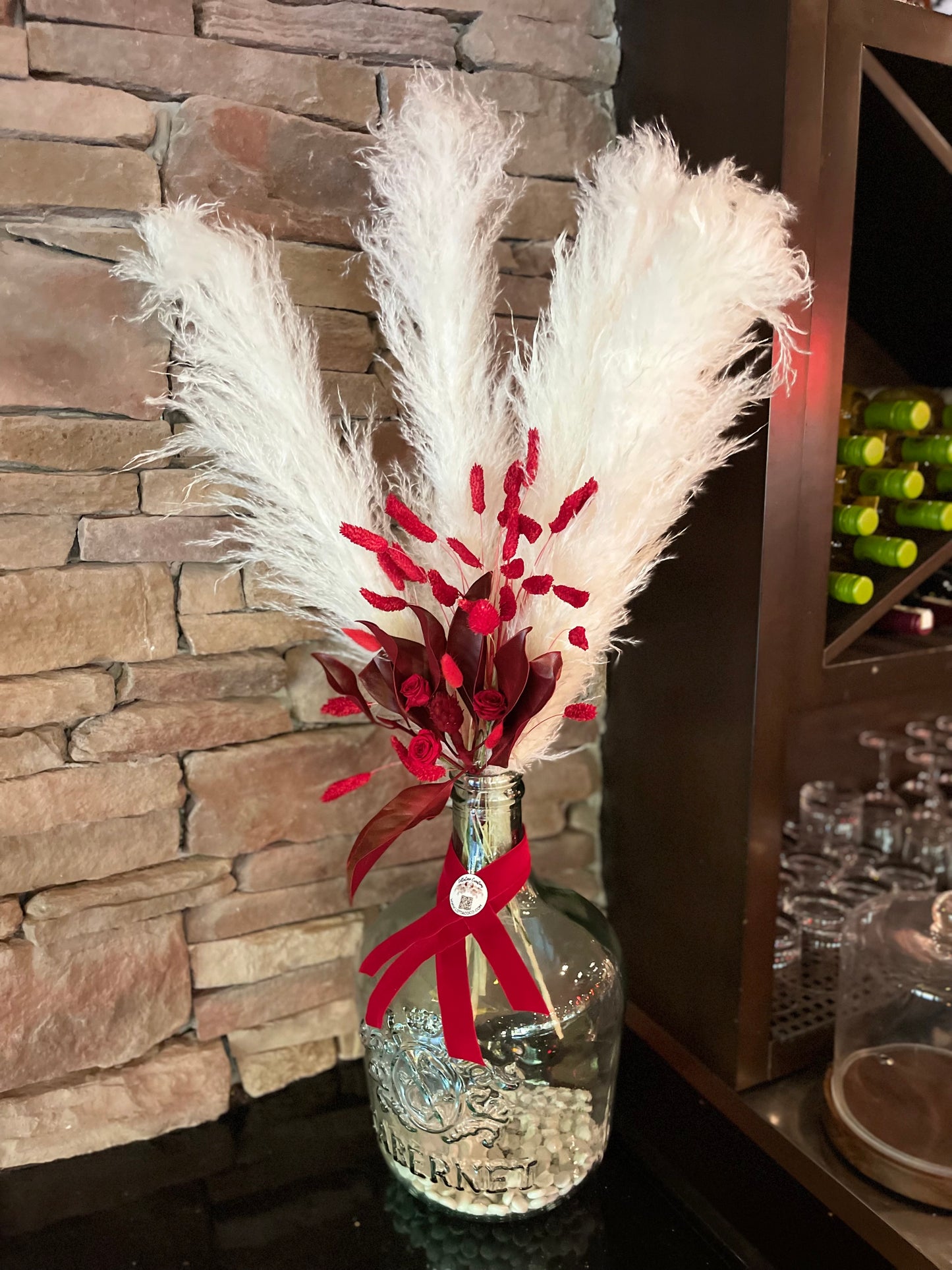 Scarlet Red Pampas Grass Arrangement