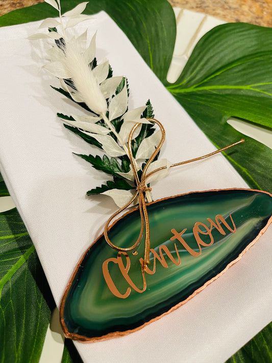 Wedding Raw Agate Place Cards